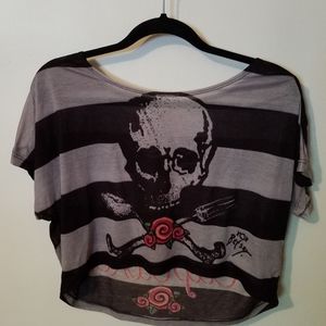 Betsey Johnson Skull Sheer Crop Top